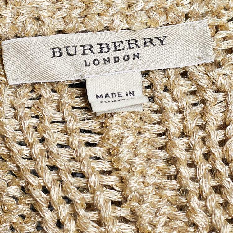 مملوكة مسبقًا Burberry Gold Cable Knit Cropped Cardigan M
