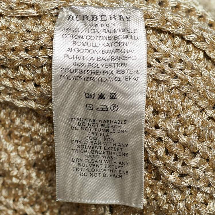مملوكة مسبقًا Burberry Gold Cable Knit Cropped Cardigan M