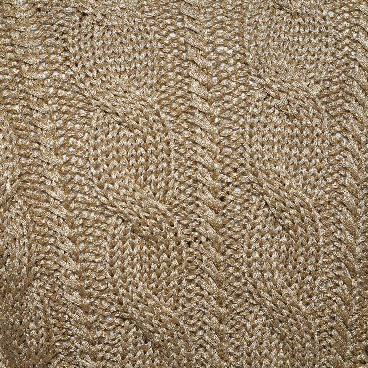 مملوكة مسبقًا Burberry Gold Cable Knit Cropped Cardigan M
