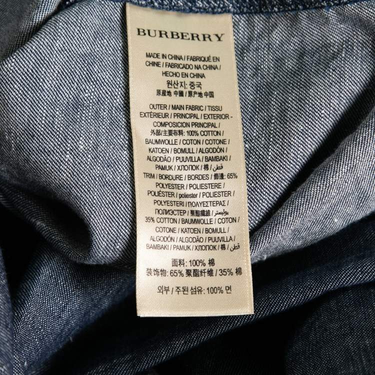 Pre Owned Burberry Blue Denim Pocketed Button Front Shirt M