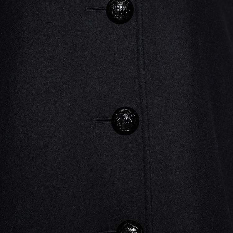مملوكة مسبقًا Burberry Black Wool Dawsmere Button Front Coat L