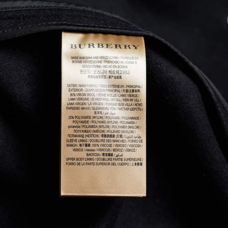 مملوكة مسبقًا Burberry Black Wool Dawsmere Button Front Coat L