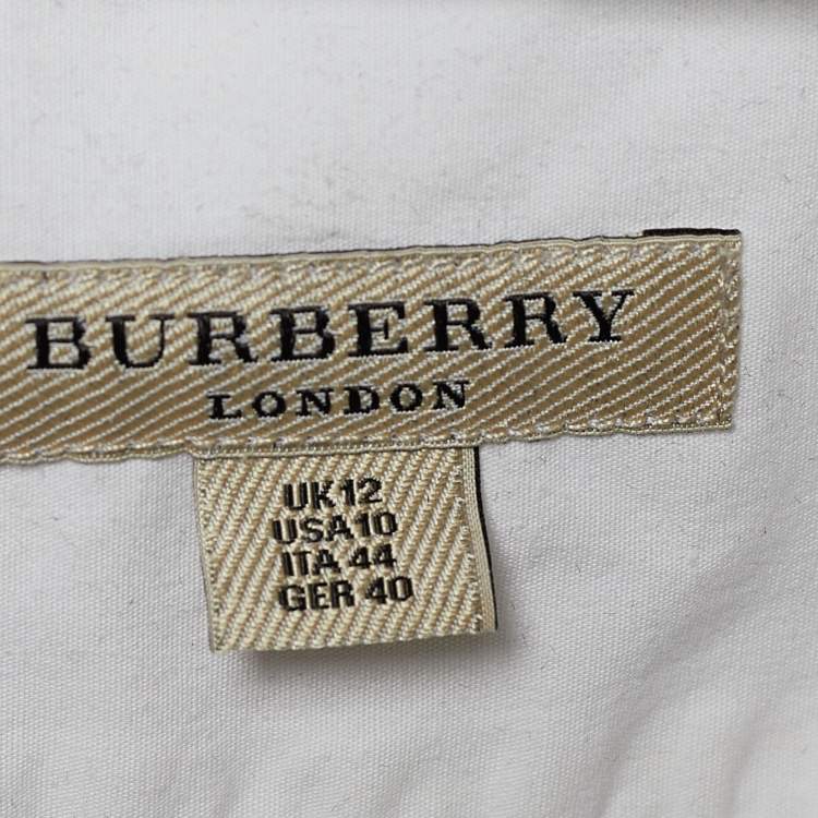 Pre Owned Burberry White Stretch Cotton Gathered Front Slim Fit Shirt M