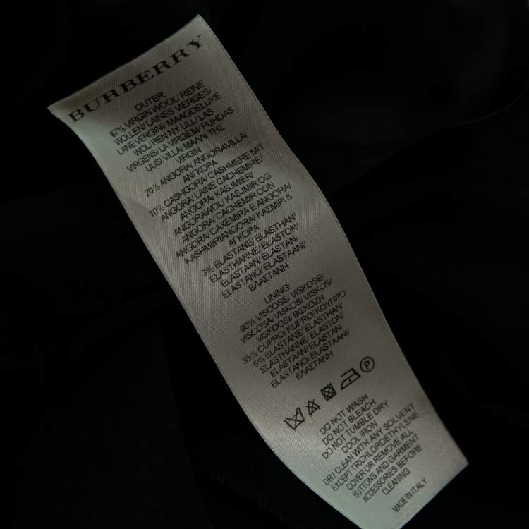 Pre Owned Burberry Black Wool Pleated Overlay Detail Short Sleeve Dress S