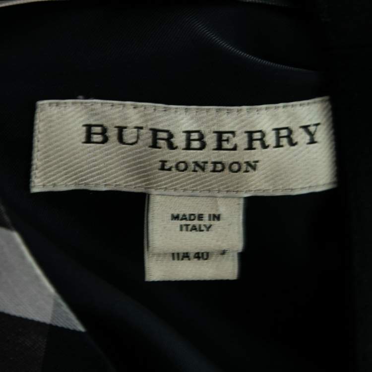 Pre Owned Burberry Black Wool Pleated Overlay Detail Short Sleeve Dress S