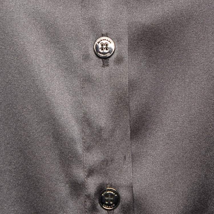 Pre Owned Burberry Grey Silk Satin Button Front Shirt S