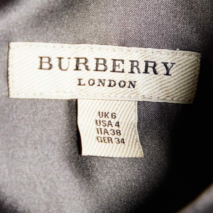 Pre Owned Burberry Grey Silk Satin Button Front Shirt S