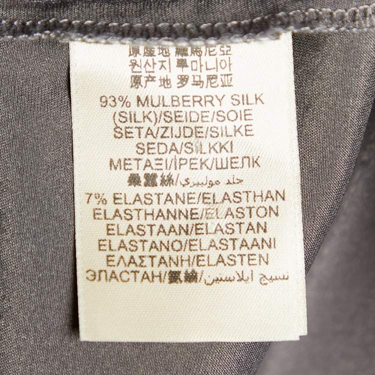 Pre Owned Burberry Grey Silk Satin Button Front Shirt S