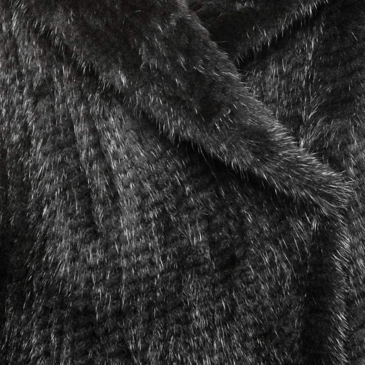 Pre Owned Burberry Black Mink Fur Mid-Length Coat S
