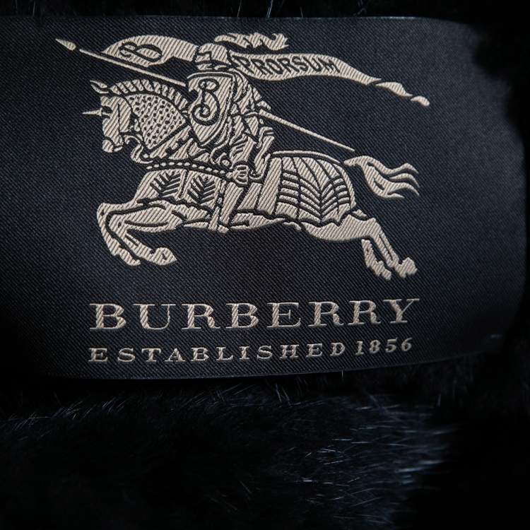Pre Owned Burberry Black Mink Fur Mid-Length Coat S