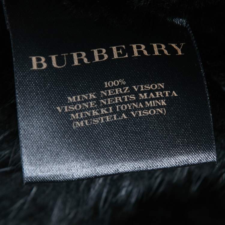 Pre Owned Burberry Black Mink Fur Mid-Length Coat S