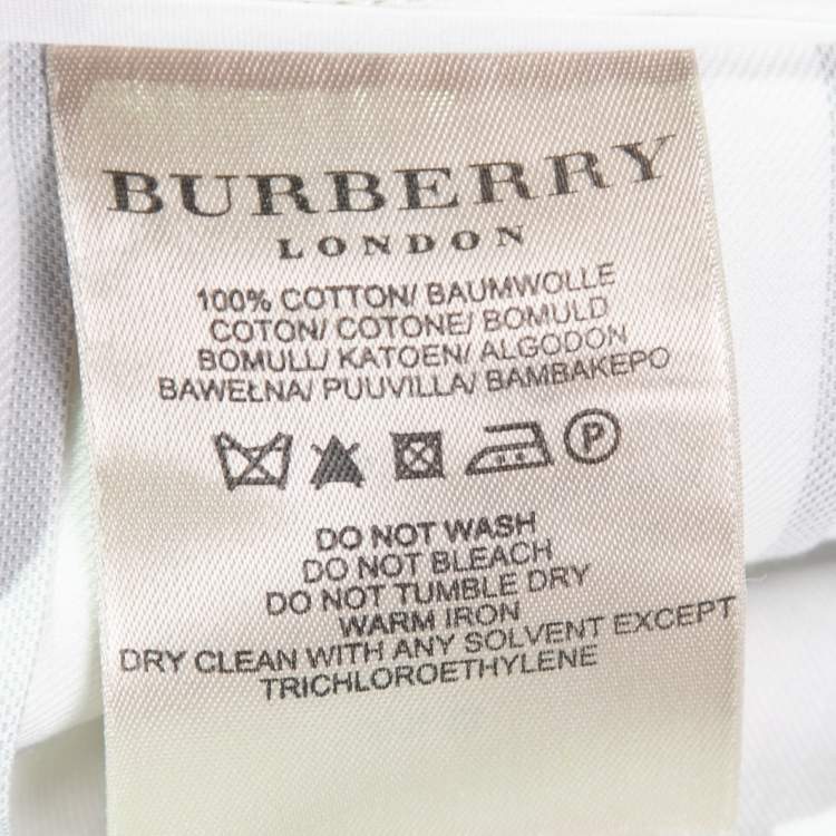 Pre Owned Burberry White & Grey Checked Cotton Pleated Mini Skirt M