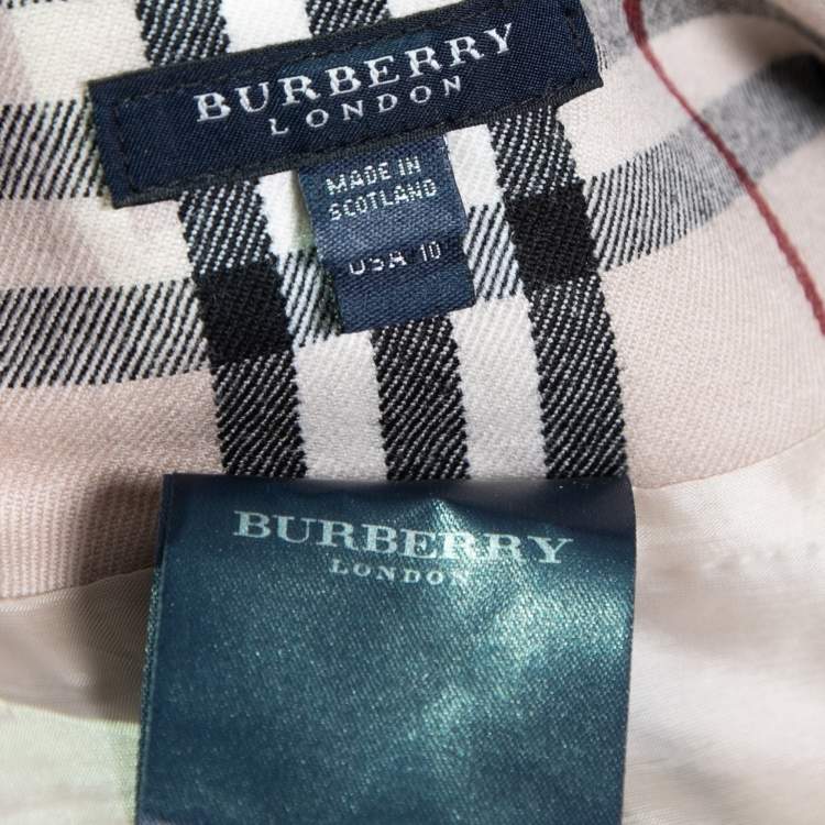 Pre Owned Burberry Beige Nova Check Wool Pleated Mini Skirt M 