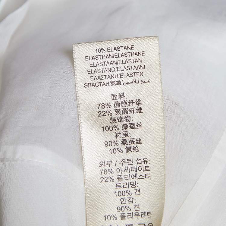 Pre Owned Burberry White Crepe Short Sleeve Top M