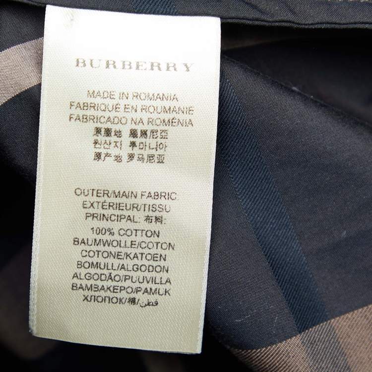 Pre Owned Burberry Brown Nova Check Cotton Slim Fit Shirt S