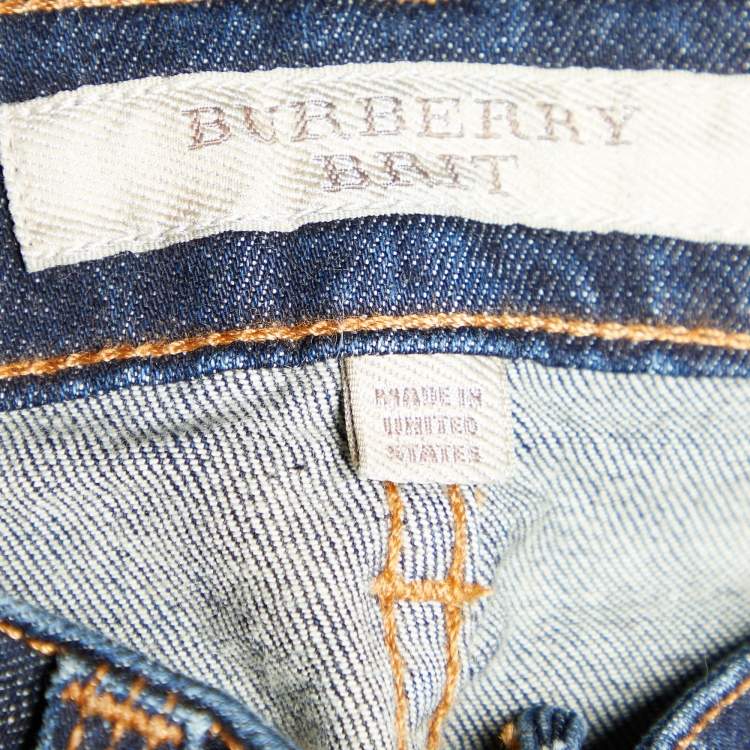 مملوكة مسبقًا Burberry Brit Navy Blue Denim Flared High Rise Jeans M Waist 28.5"