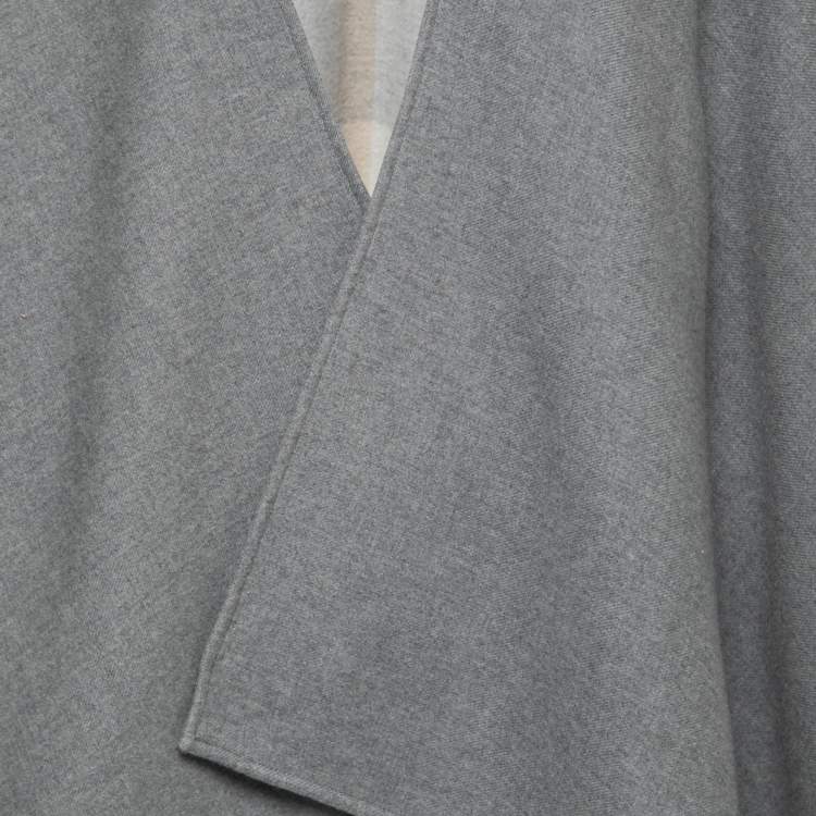 Pre Owned Burberry Grey Check Wool Reversible Cape One Size