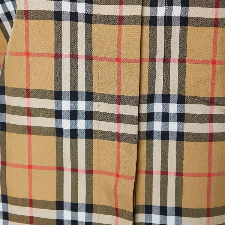 Pre Owned Burberry Brown Vintage Check Cotton Tape Detail Shirt M