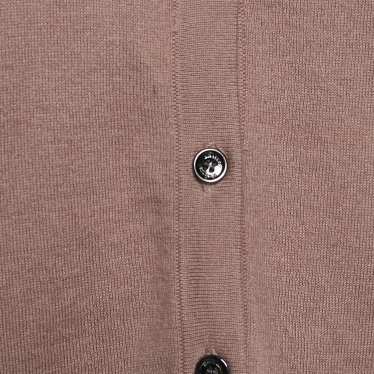 مملوكة مسبقًا Burberry London Pale Mauve Knit Embellished Cardigan L