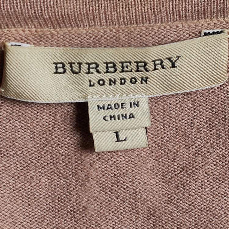مملوكة مسبقًا Burberry London Pale Mauve Knit Embellished Cardigan L