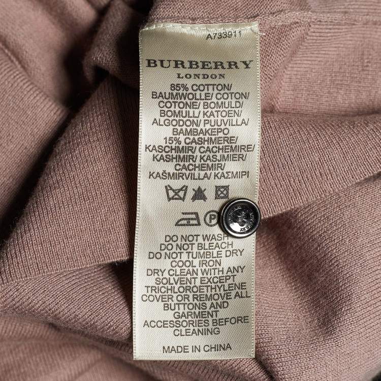 مملوكة مسبقًا Burberry London Pale Mauve Knit Embellished Cardigan L