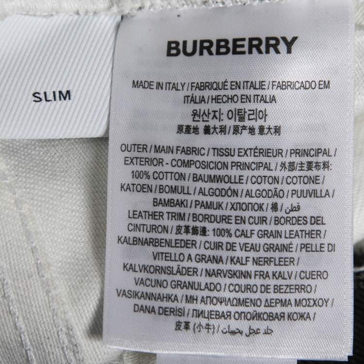 Pre Owned Burberry Monochrome Cow Print Denim Slim Fit Jeans S Waist 25" 