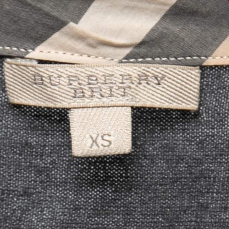 Pre Owned Burberry Charcoal Grey Wool Knit Button Front Cardigan XS