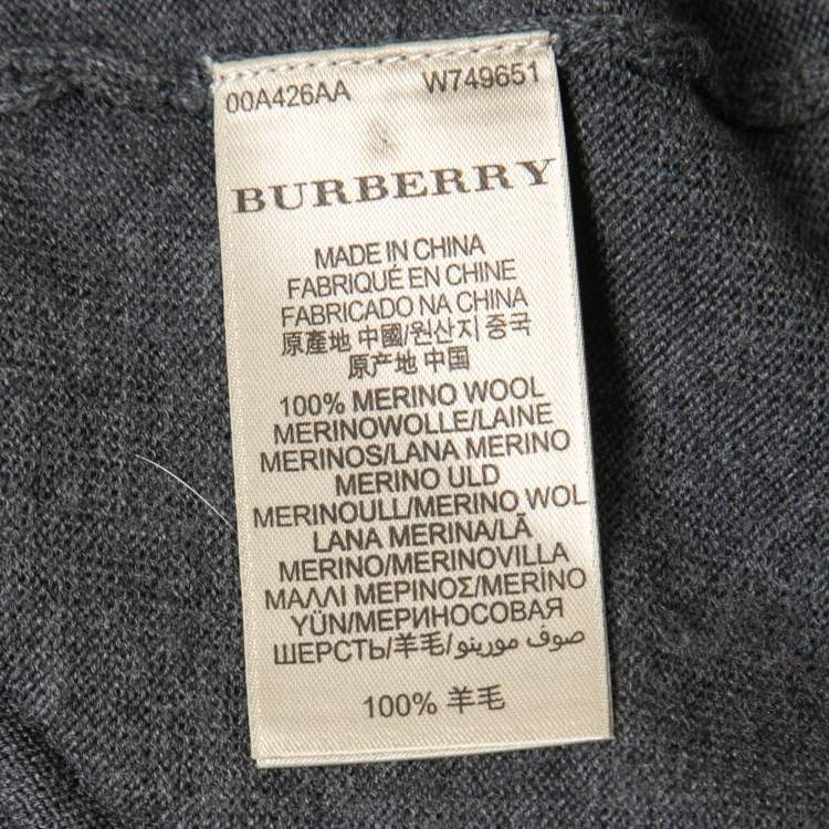 Pre Owned Burberry Charcoal Grey Wool Knit Button Front Cardigan XS