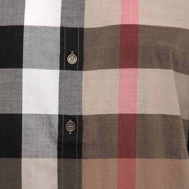 مملوكة مسبقًا Burberry Beige Check Print Cotton Button Front Shirt S