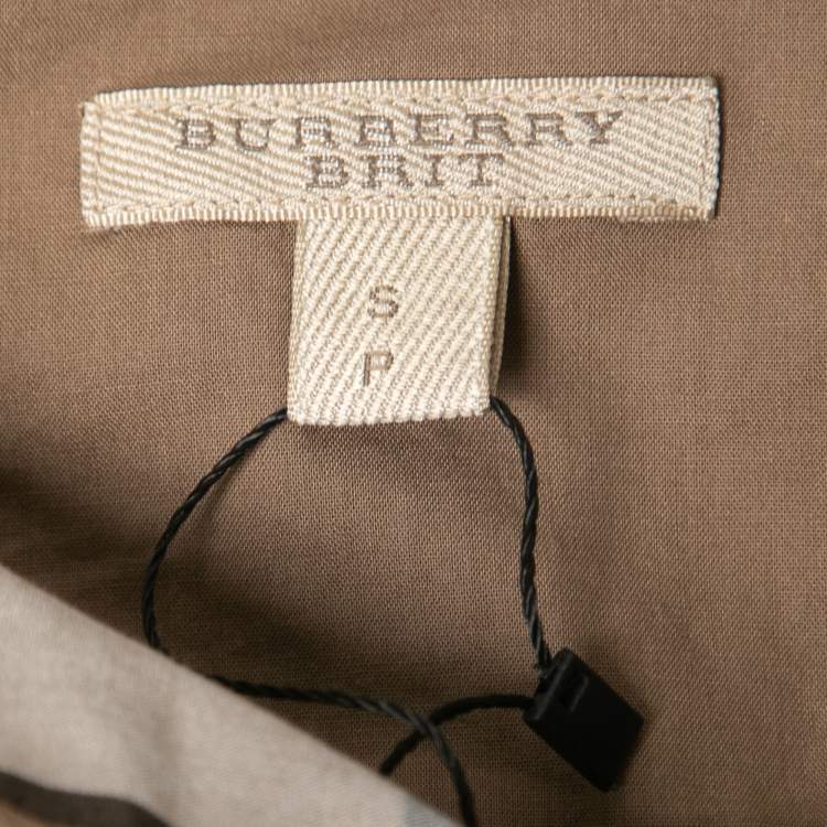 مملوكة مسبقًا Burberry Beige Check Print Cotton Button Front Shirt S