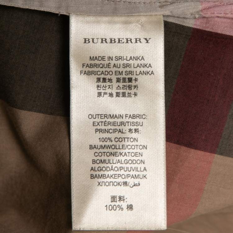 مملوكة مسبقًا Burberry Beige Check Print Cotton Button Front Shirt S