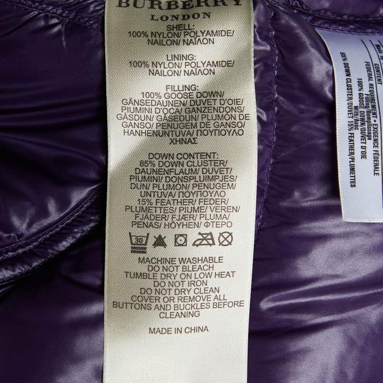 مملوكة مسبقًا Burberry Purple Synthetic Quilted Puffer Jacket M