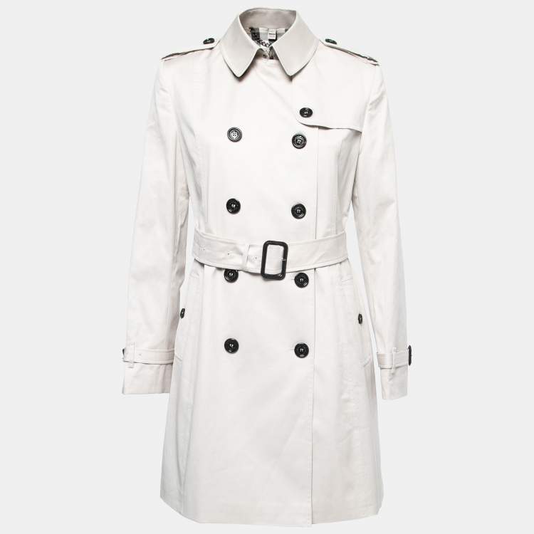 Burberry Pale Grey Cotton Belted Trench Coat M Burberry | TLC