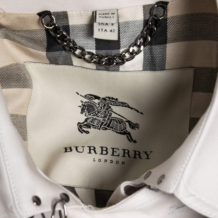 مملوكة مسبقًا Burberry Pale Grey Cotton Belted Trench Coat M