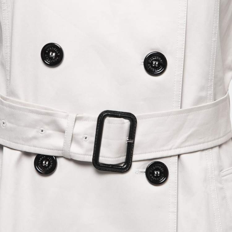 مملوكة مسبقًا Burberry Pale Grey Cotton Belted Trench Coat M