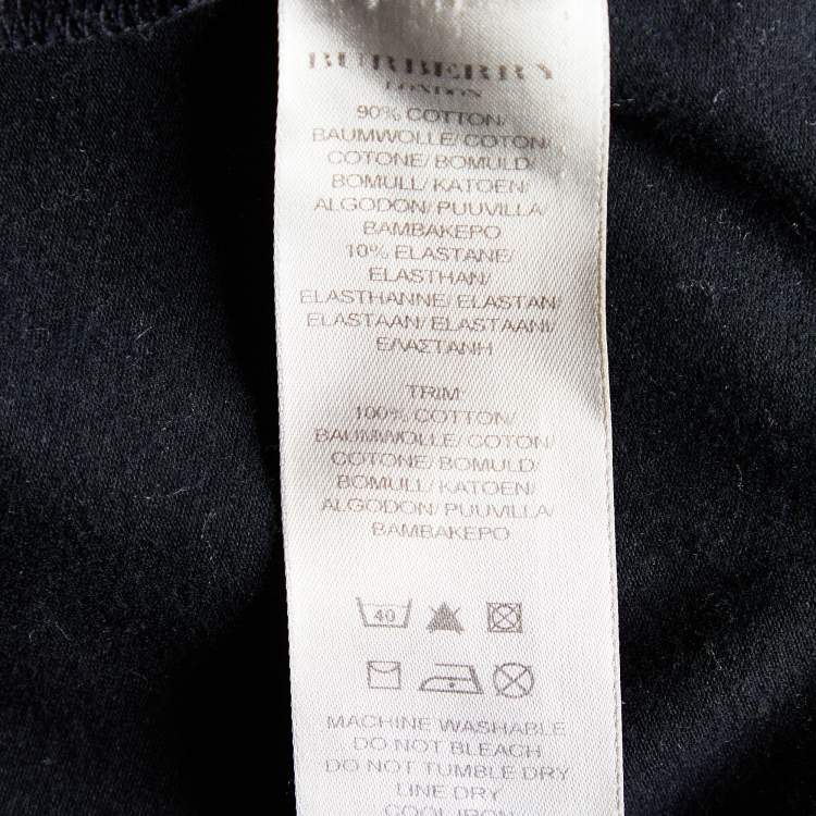 Pre Owned Burberry Black Cotton Contrast Elbow Detail Long Sleeve T-Shirt S