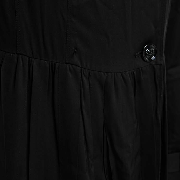Pre Owned Burberry Black Synthetic Pleated Trench Coat M