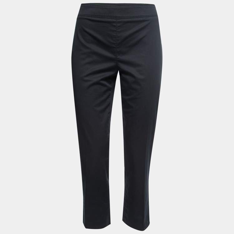 Pre Owned Burberry Black Cotton Cropped Trousers M