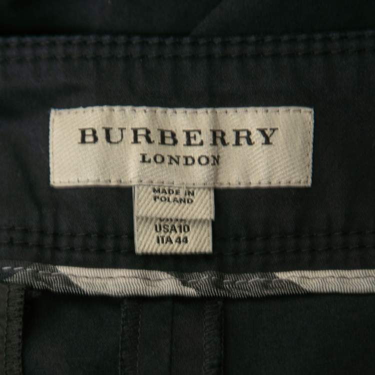 Pre Owned Burberry Black Cotton Cropped Trousers M