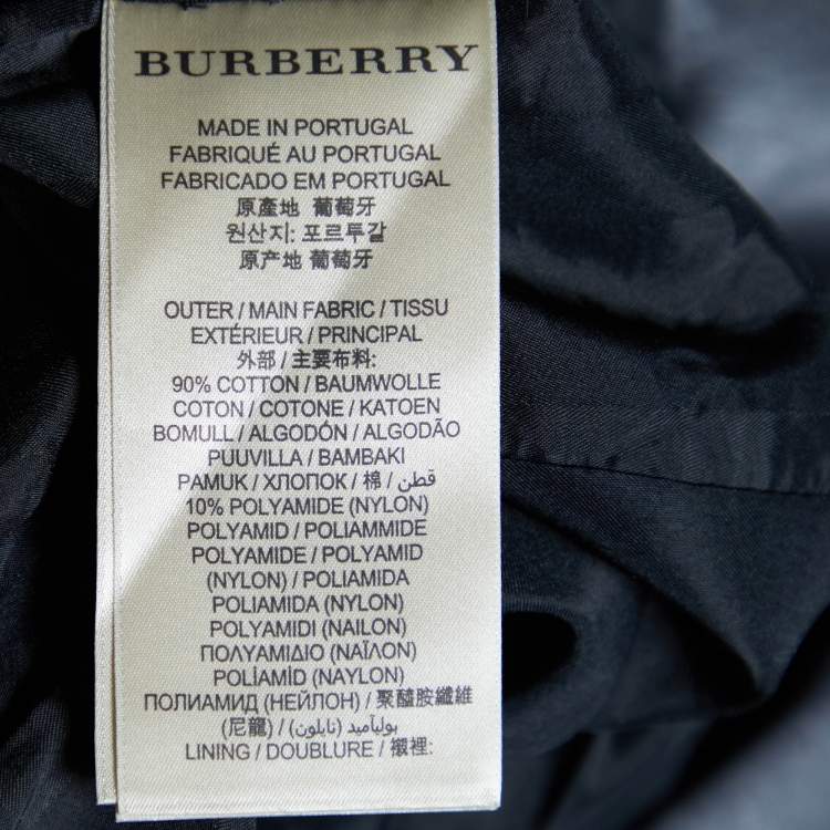 Pre Owned Burberry Grey Cotton Knit Leather Trim Blazer S
