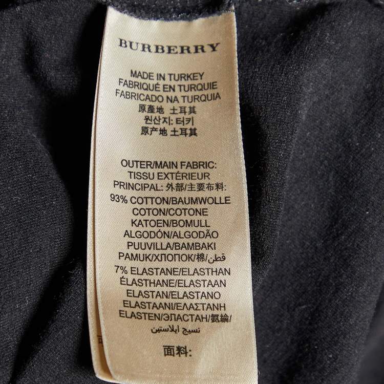 Pre Owned Burberry Brit Black Cotton Knit Nova Check Detail Roundneck T-Shirt M