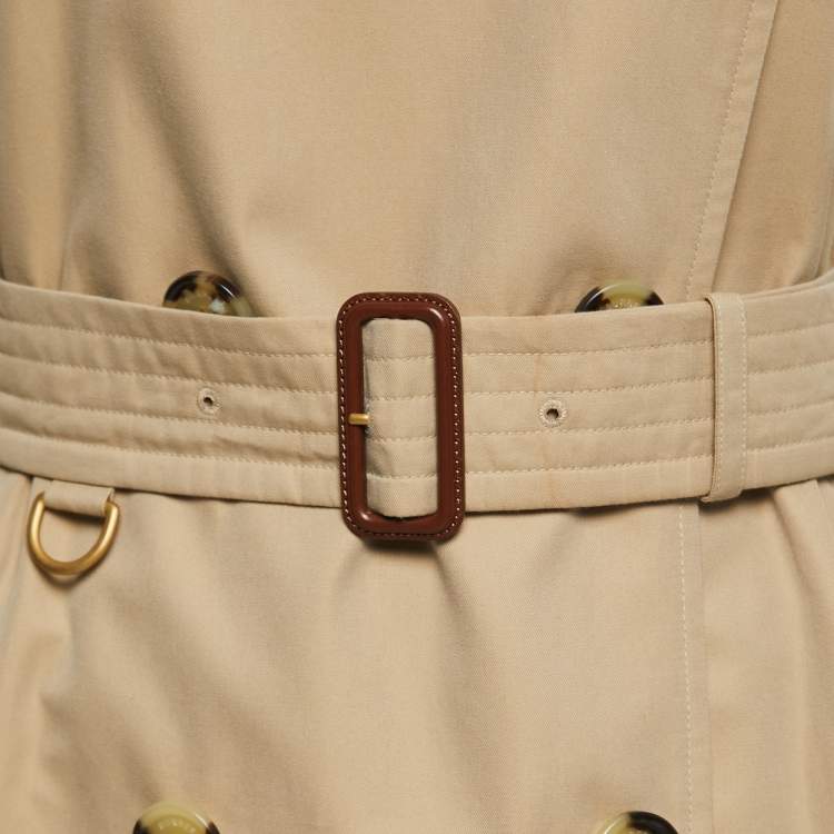 Pre Owned Burberry Beige Gabardine Belted Trench Coat S
