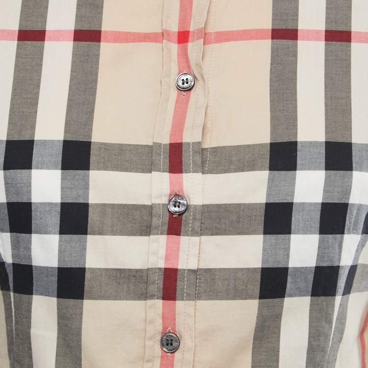 Pre Owned Burberry Brit Beige Nova Check Cotton Shirt XS