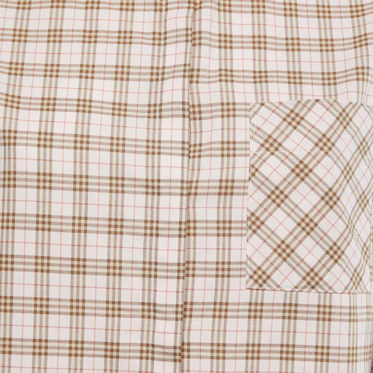 Pre Owned Burberry Pink Checked Cotton Button Front Shirt M
