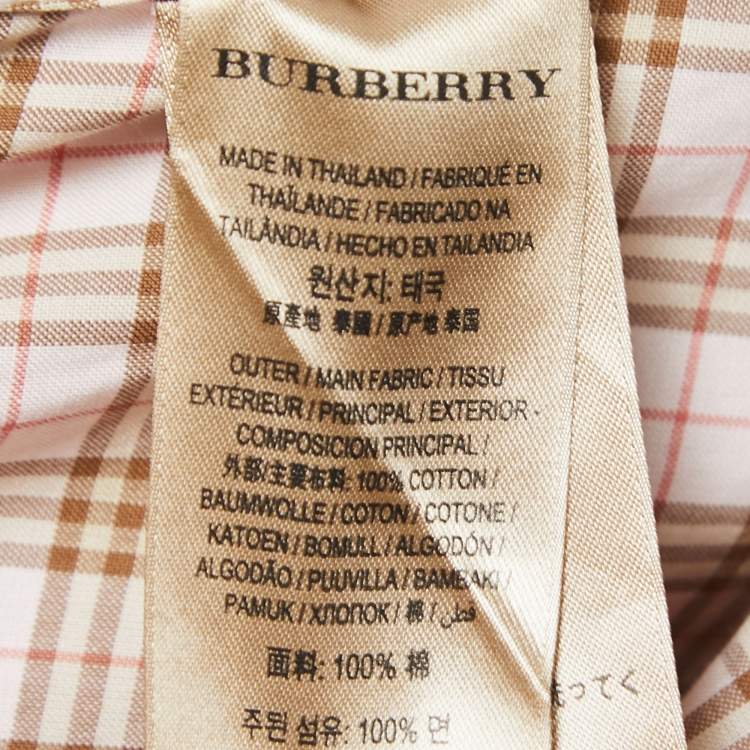 Pre Owned Burberry Pink Checked Cotton Button Front Shirt M