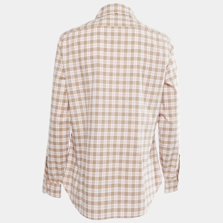 Pre Owned Burberry Pink Checked Cotton Button Front Shirt M