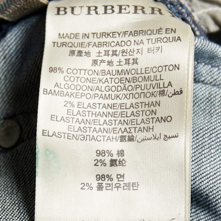 Pre Owned Burberry Navy Blue Denim Zipper Hem Detail Burrington Jeans S Waist 28"