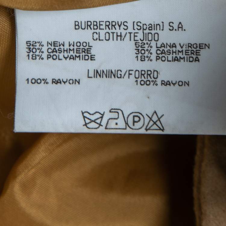 Pre Owned Burberry Vintage Beige Wool & Cashmere Single-Breasted Blazer M