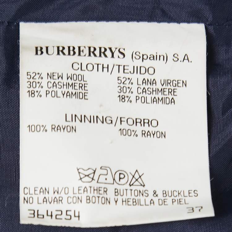 Pre Owned Burberry Vintage Navy Blue Wool & Cashmere Blazer M