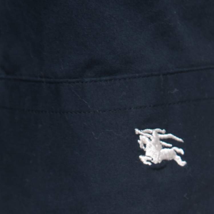 Pre Owned Burberry Navy Blue Cotton Nova Check Trim Detail Shirt M